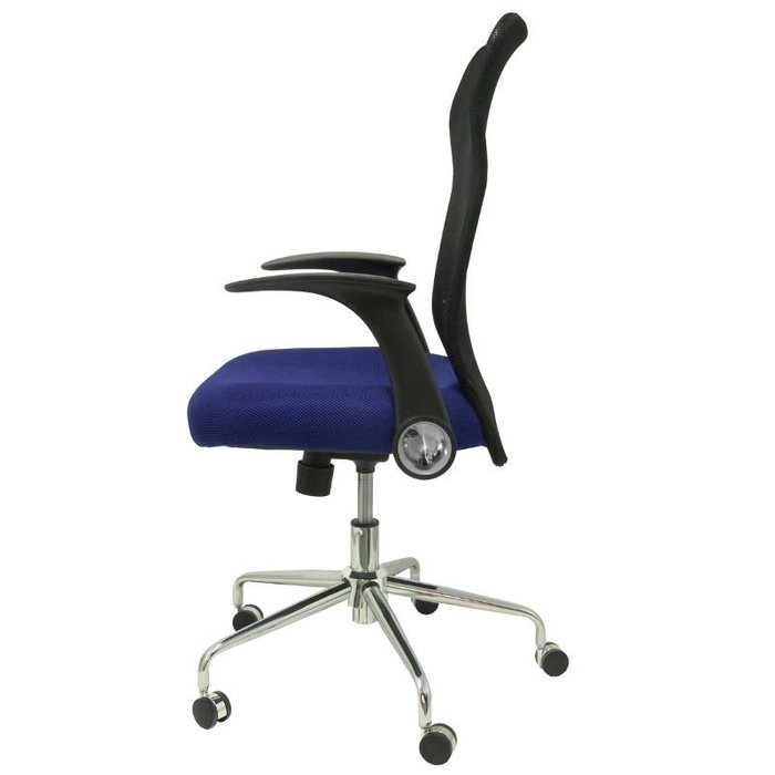 PIQUERAS Y CRESPO Silla Minaya con brazos abatibles, malla negra y asiento azul